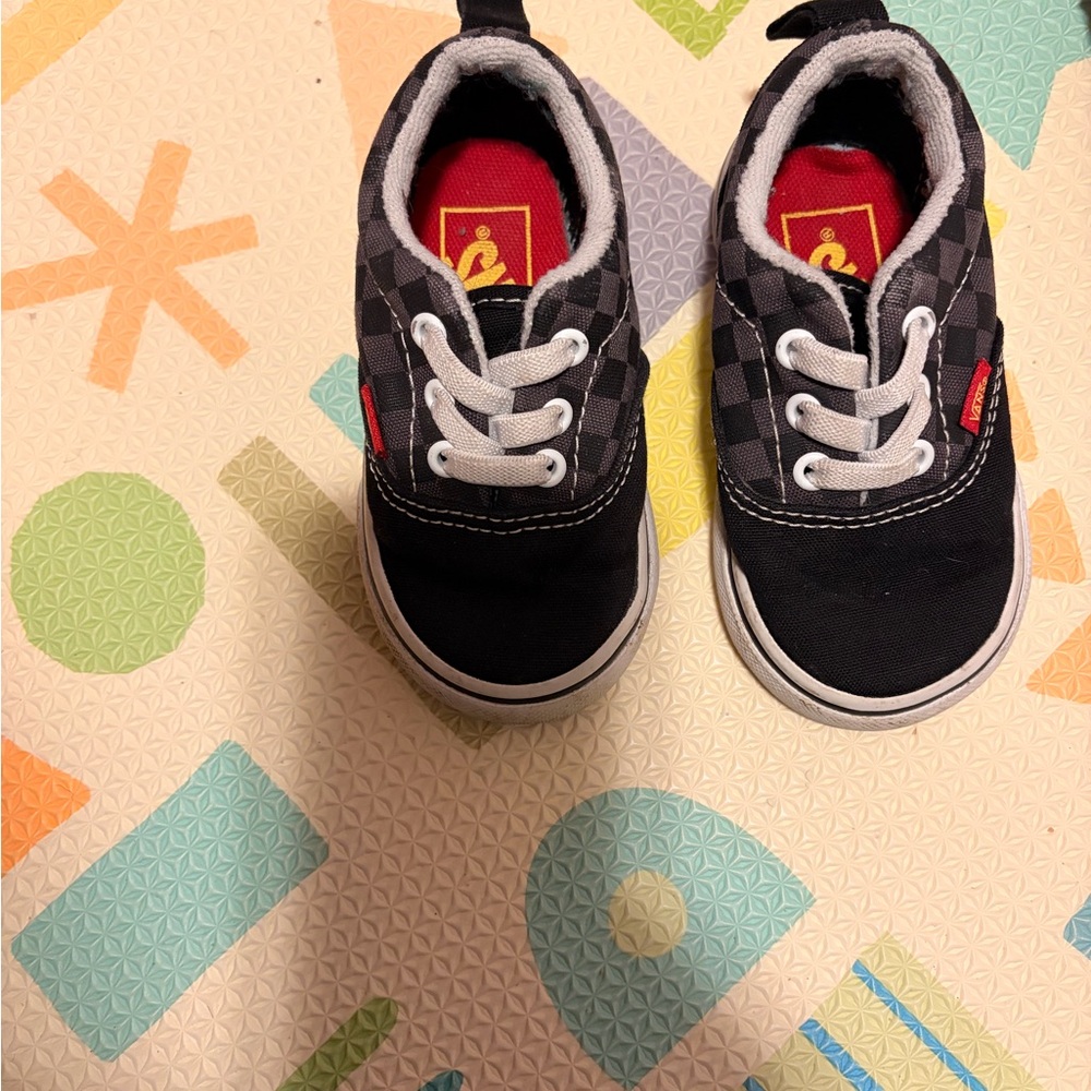 Vans Kids Black and Gray Checkered Sneakers
